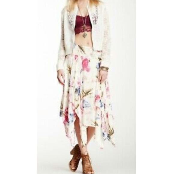 Free People Fly Away Floral Asymmetrical Small Skirt - Picture 4 of 8